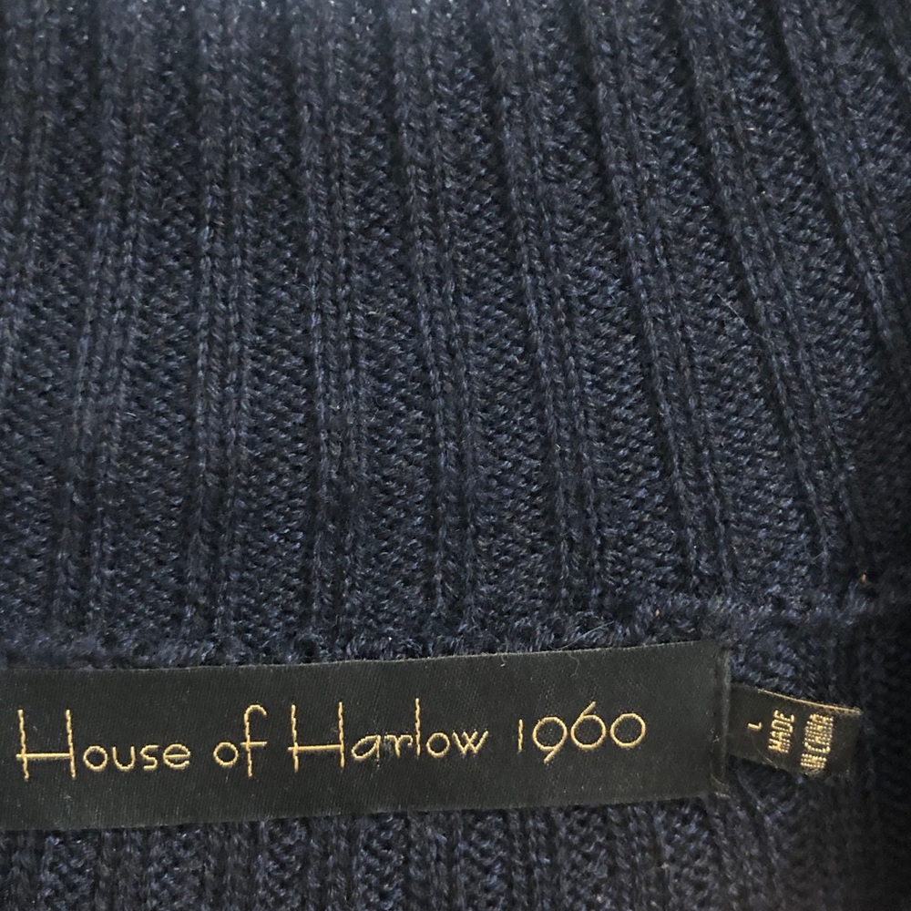 House of Harlow 1960 Ribbed Knit Sweater Knee High Navy Dress Women’s Size L - Picture 5 of 6